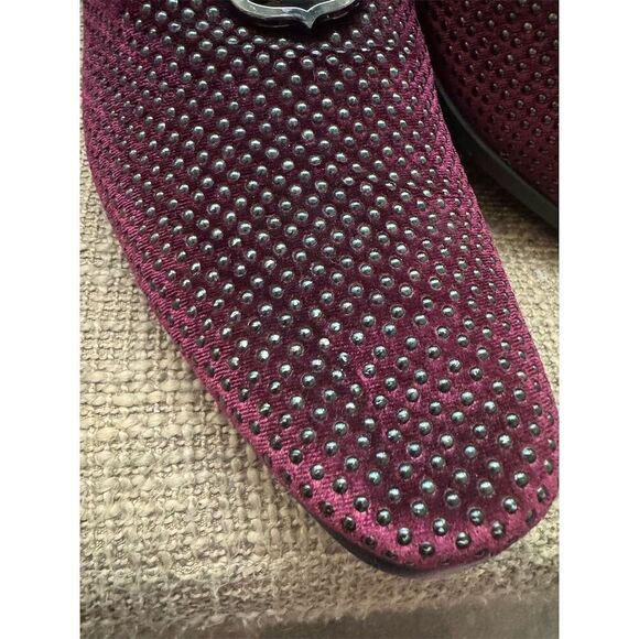 Stacy Adams SWAGGER 
Studded Slip On velvet loafer Burgundy Size 8.5 - Picture 13 of 16